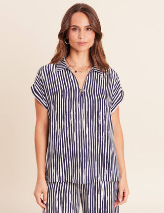 Blouse fluide manches courtes blanc femme