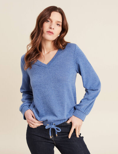 Sweat manches longues bleu ciel femme