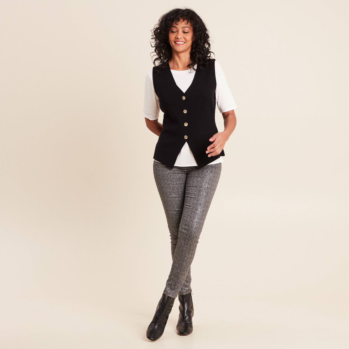 Pantalon magique Le L&eacute;ger enduit gris femme