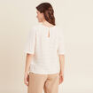 Blouse manches courtes ajourée ecru femme