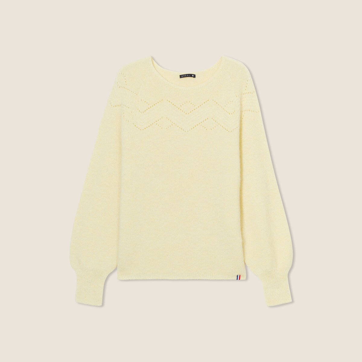 Pull confectionné en France jaune pastel femme