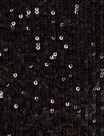 T-shirt manches 3/4 sequins noir femme