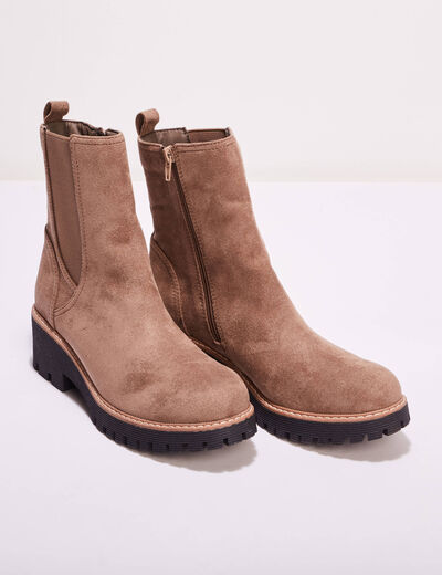 Bottines chelsea crantées marron femme