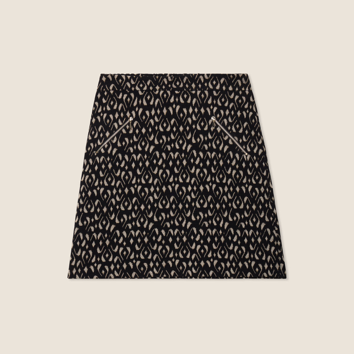 Jupe droite détails zippés noir femme