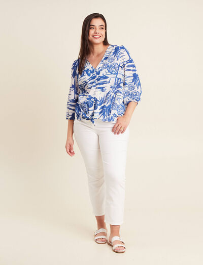 Blouse manches 3/4 blanc femme