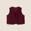 Gilet sans manches bouclette poches bordeaux femme
