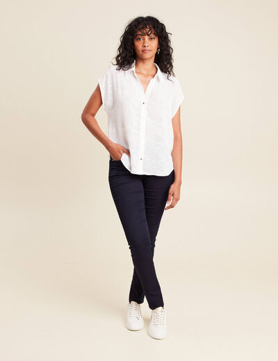 chemise manches courtes ecru femme