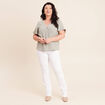 T-shirt bi-mati&egrave;re manches courtes vert clair femme