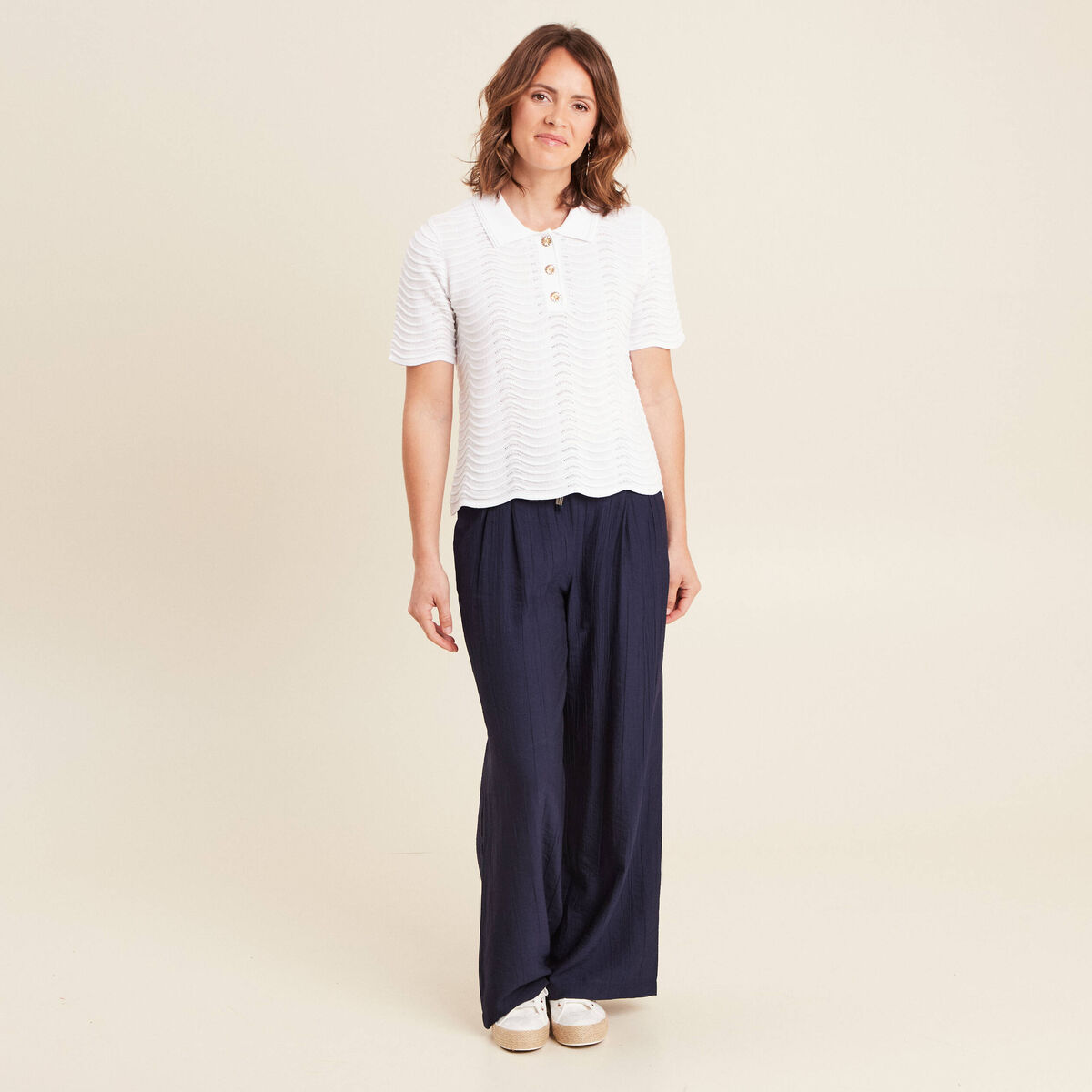 Polo manches courtes blanc femme