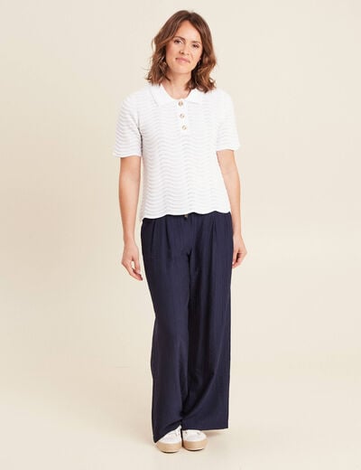 Polo manches courtes blanc femme