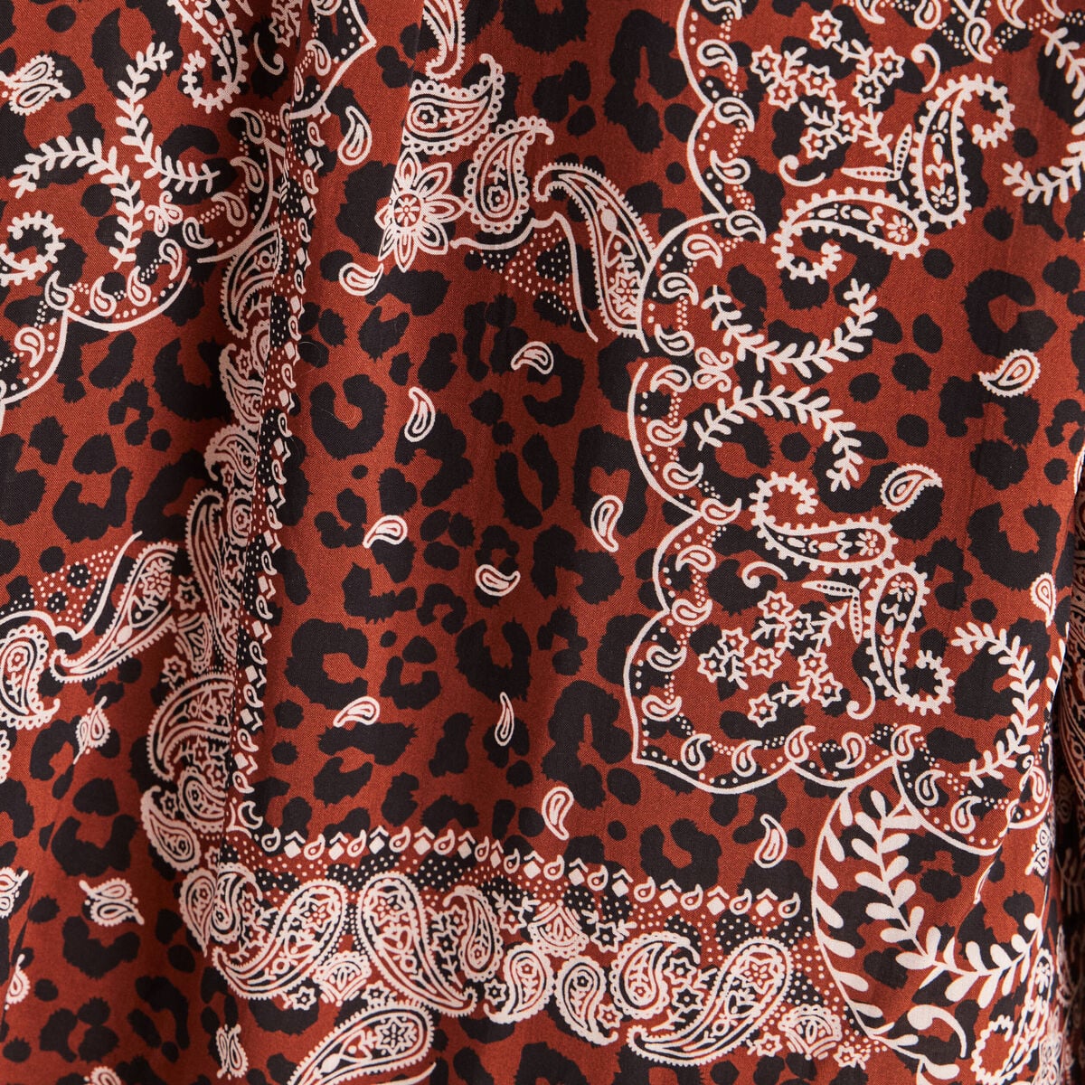 Chemise fluide manches longues marron femme