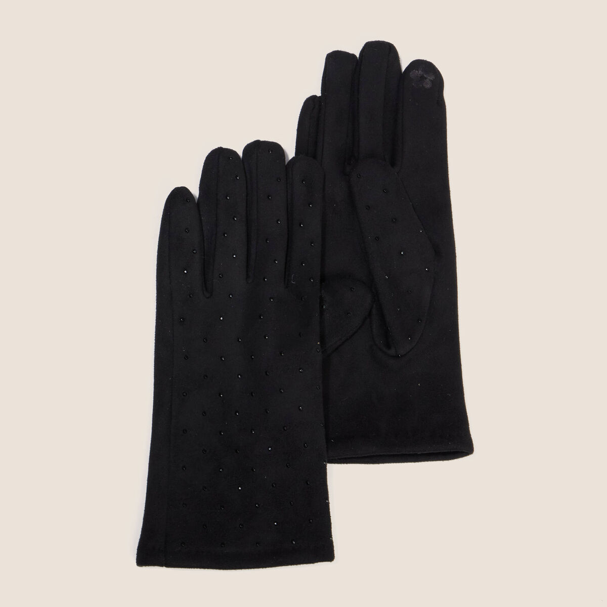 Gants avec strass noir femme