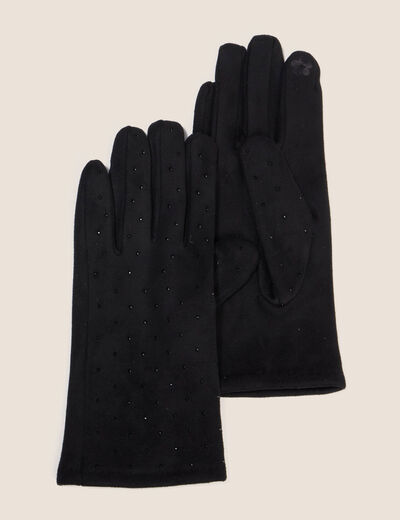 Gants avec strass noir femme