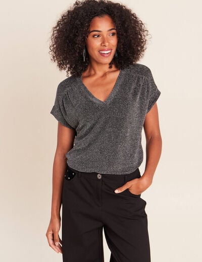 T-shirt manches courtes gris argent femme