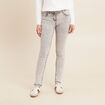 Jean ajust&eacute; taille bascul&eacute;e denim snow gris femme