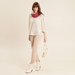 Jean coupe droite 7/8&egrave;me denim beige femme