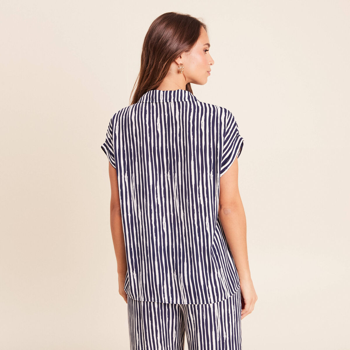 Blouse fluide manches courtes blanc femme