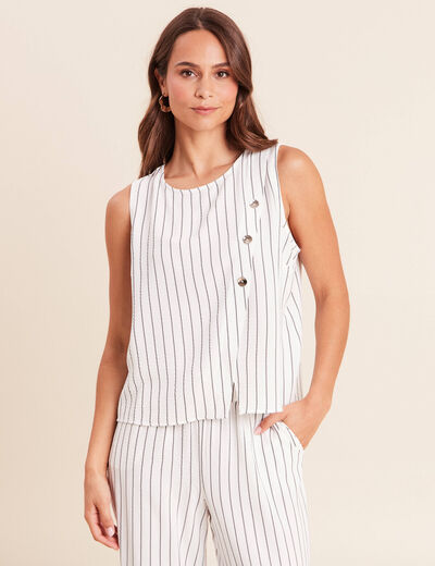 Blouse droite courte sans manches gris fonc&eacute; femme