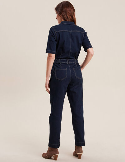 Combinaison pantalon en jean denim brut femme
