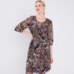 Robe évasée avec plis vert foncé femme
