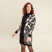 Robe tricot droite col montant noir femme