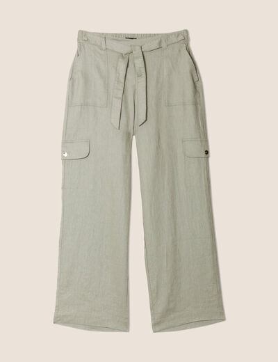 Pantalon large 7/8ème vert clair femme