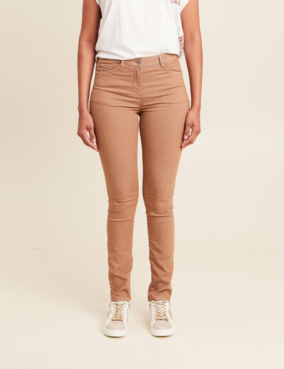 Pantalon léger taille standard long marron femme
