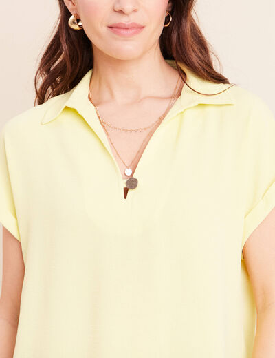 Blouse manches courtes jaune pastel femme