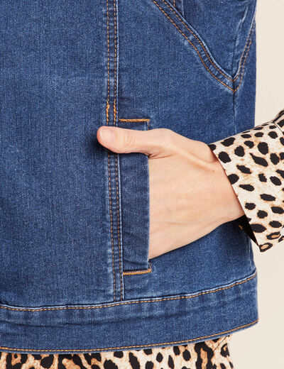 Veste sans manches en jean denim stone femme