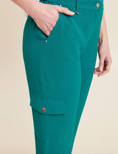 Pantalon flou cargo 7/8ème vert femme