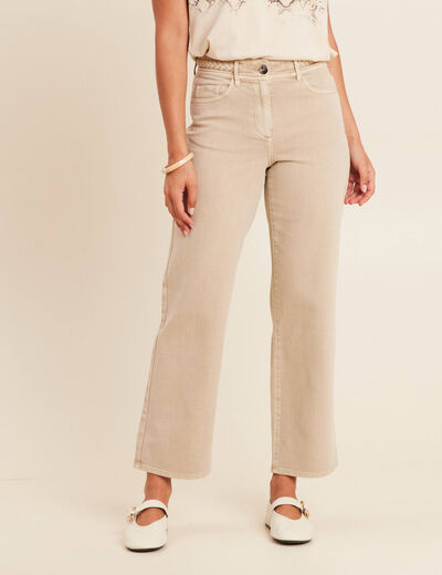 Jean large 7/8ème taille haute denim beige femme