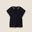 T-shirt col tunisien noir femme