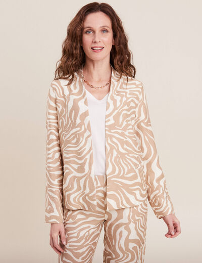 Veste droite manches longues beige femme
