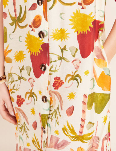 Robe droite courte manches courtes multicolore femme