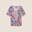 T-shirt col V manches courtes mauve femme