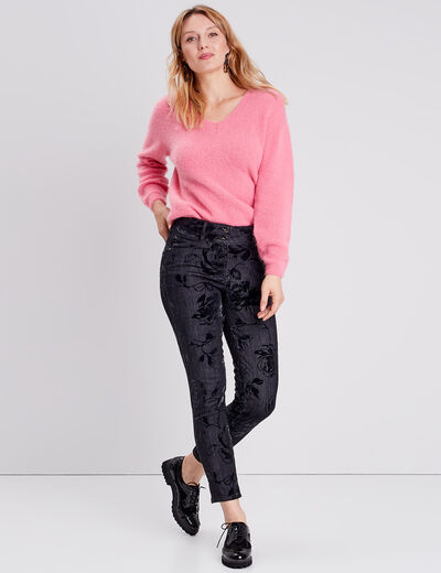 Jean ajusté taille standard denim gris femme