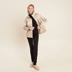 Parka courte métallisée beige femme