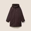 Parka &agrave; capuche taille ajustable marron fonc&eacute; femme