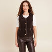 Gilet sans manches sans col marron foncé femme