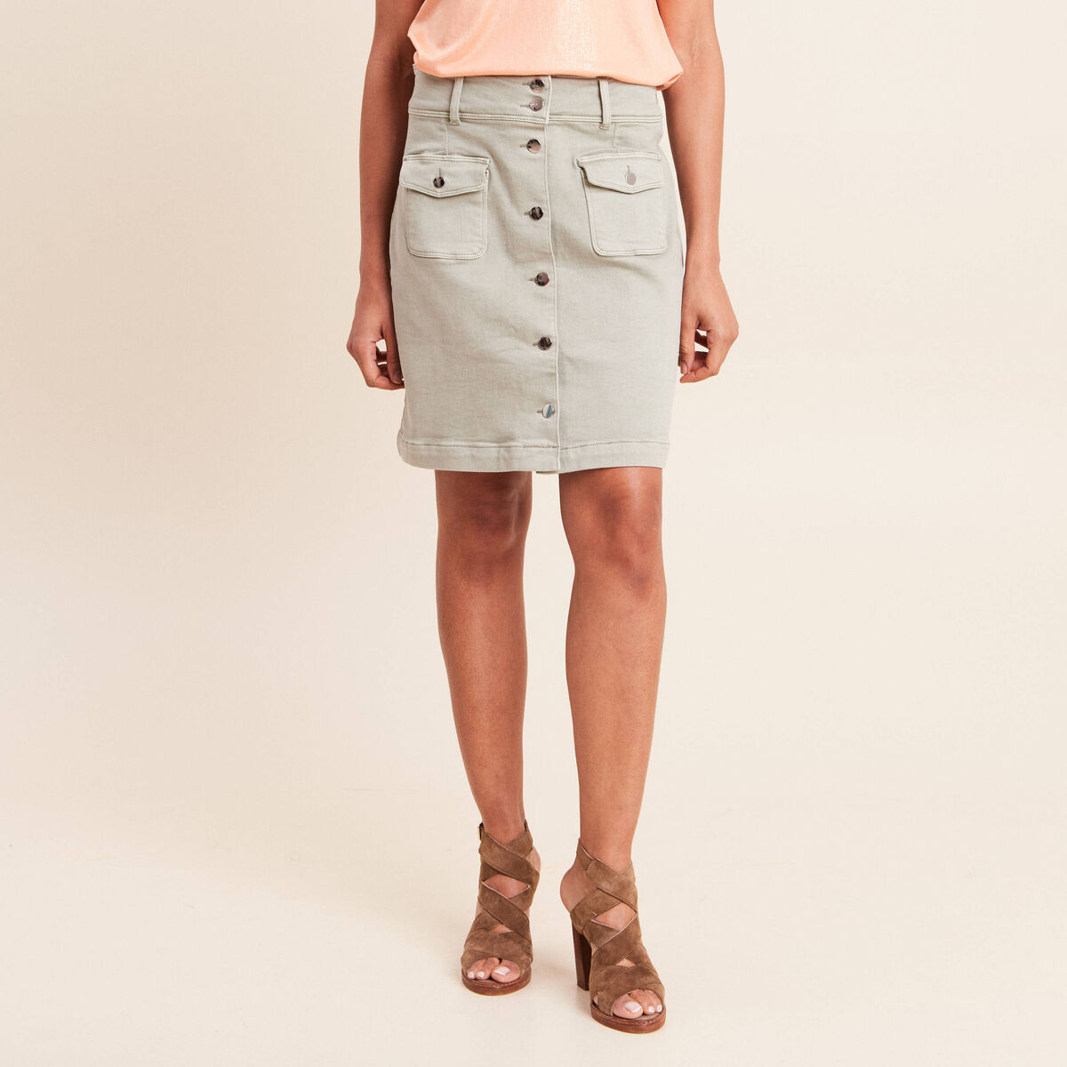 Jupe en jean taille standard vert clair femme