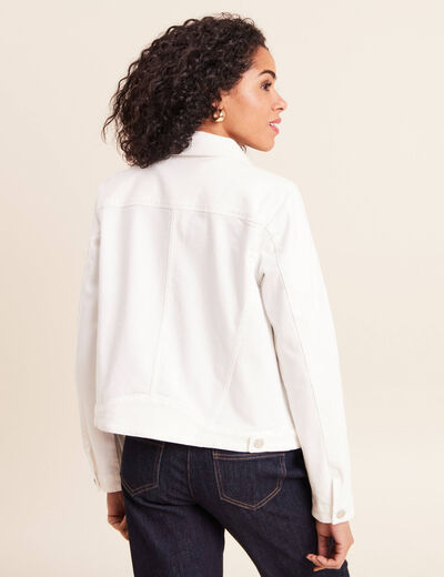 Veste jean manches longues blanc femme