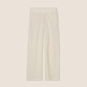 Pantalon maille large ecru femme