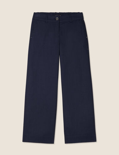 Pantalon large 7/8ème bleu foncé femme