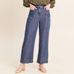 Jean large 7/8&egrave;me denim double stone femme