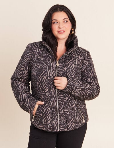 Doudoune d&eacute;perlante droite zipp&eacute;e noir femme