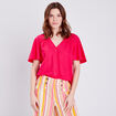 Blouse manches courtes rose fushia femme