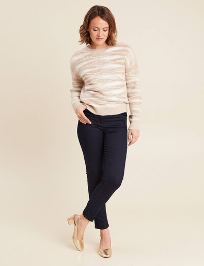 Pull manches longues beige femme