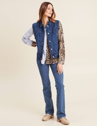 Jean léger bootcut taille basculée denim bleach femme