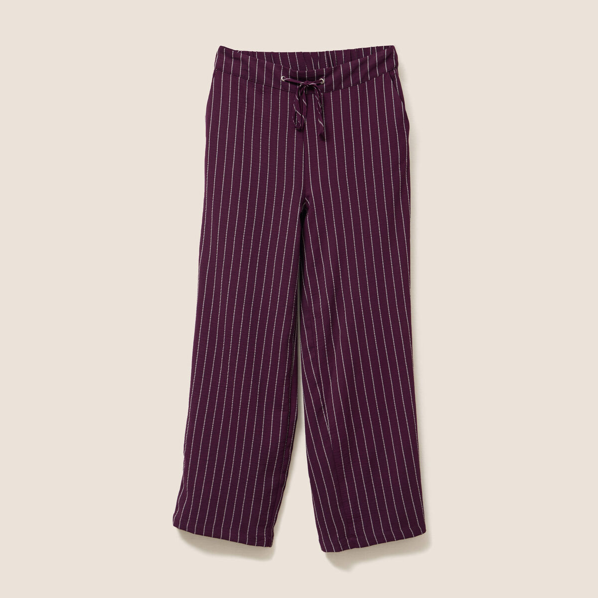 Pantalon large 7/8ème taille haute bordeaux femme
