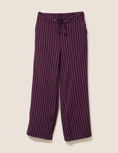 Pantalon large 7/8ème taille haute bordeaux femme
